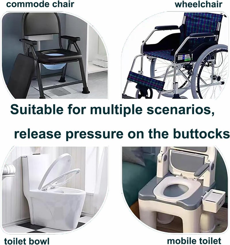 ZXMOBY Bedside Soft Commode seat Cushion, Thick Pad PU Cover with Fixing Straps for Commode Chair, Washable Toilet Seat Cushion Warmer for Elderly Adults - Image 2